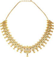 Aheli Beautiful Wedding Wear Indian Laxmi Goddess Faux Stone Studded Floral Design Crafted Necklace Earrings Set Ethnic Fashion Jewelry for Women