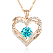 CDE Necklaces for Women Birthstone Pendant, Sterling Silver Love Heart Rose Gold Jewellery Gifts for Mum Her Wife Girlfriend Anniversary Birthday Mothers Day