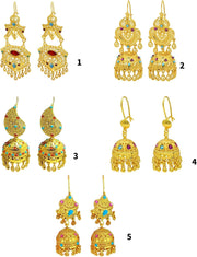 Women's Trend Gold Plated Indian Jhumka Earrings Geometric Dangle Banquet Fashion Jewelry Accessories Stylish Outfits Engagement Earrings