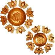 Kalakriti Metal Urli Bowl |Large Decorative Handi Craft |Indian puja Decorations |Hindu Temple Accessories IDecorative Urli Bowl for Diwali Navratri Home Decor - Lotus Design (Set of 2, 12 inch)