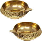 Crafts of India : 4 Pcs Kuber Diya Set for Diwali, Handmade Virgin Brass Oil Lamp for Deepawali Pooja, Vilakku for Puja, Deepawali Decoration