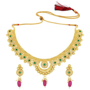 Aheli Wedding Wear Gold Tone Goddess Engraved on Coin Long Necklace Set South Indian Traditional Bollywood Fashion Jewelry Set for Women