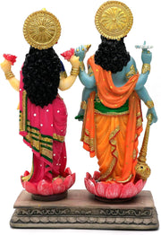 Hindu God Lakshmi Narayan Statue - 8.8” H Laxmi Narayan Sculpture Indian Diwali Pooja Item Murti Gifts for Indian Couple Friends Family Diwali Gifts Home Office Mandir Temple Puja Decor