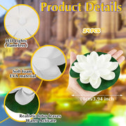 Liliful 24 Pcs Diwali Lotus Decoration Pool Floating Lights, Artificial Flowers Lotus with LED,Lily Pads Water Lantern for Indian Puja Home Decoration(3.94 Inch, 5.91 Inch,White)
