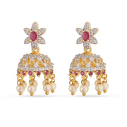 TARINIKA Yellow Gold Beli Nakshatra CZ Short Necklace Set with Floral Design - Indian Jewelry Set for Women | Perfect for Casual Occasions | Indian necklace sets | 1 year warranty*