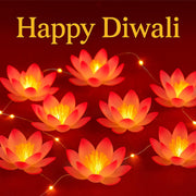 Diwali String Lights Lotus Flower Diya LED Diwali Pooja Item Indian Home Office Mandir Puja Decor 10 Sleeping Lotus Per String Fairy Lights Battery Operated for Indoor Outdoor Diya Party Home Window
