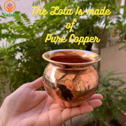 NAISHA Indian 100% Copper Kalash, Lota for Puja Wedding Purpose Temple Decoration 500 ML (10 CM, Height)