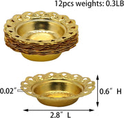 Golden Metal Diya for Diwali – Reusable Deya Oil Lamps for Indians Home Temple Mandir Altar Pooja Decoration Wedding Housewarming Puja Item Hindu Urli Bowl Diyas for Indian Festivals Gifts (12 Pcs)