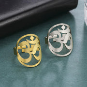 Om Ring for Women Men Stainless Steel Indian Sanskrit Symbol Aum Om Ohm Opening Ring Meditation Jewelry Gift