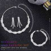 Zoestar Bridal Jewelry Set Rhinestone Necklace 4 Pcs Sparkly Crystal Formal Costume Jewelry Sets for Women
