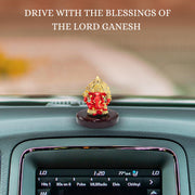 House Of Wemy 24k Gold Plated Ganesh Idol with Kalpavriksh Tree | Ganpati Statue for Car, Office Desk, Home Decor, Hindu Gifts - Resin | 4 x 3.2 x 1 Inches (Blue)