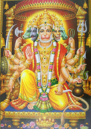 Crafts of India Blessing Panchmukhi Lord hanuman/Hindu God Poster - Reprint on Paper (Unframed : Size 21 