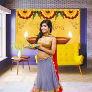 Diwali Photo Booth Backdrop for Photography India Hindu Deepavali Festival of Lights Party Marigold Decoration Supply -5.9