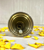 Crafts of India Meenakari Decorative Hand held Jingle Bells for Christmas Pooja Prayer Worship Bell - (7 Inch) - Yellow