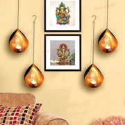 TIED RIBBONS 2 Set Wall Hanging Tea Light Candle Holders | Iron, Golden | 18 Inch | Votive Sconce Candle Holder for Home, Living Room, Wedding, Accents Decor, Ganesh Chaturthi, Diwali Decorations