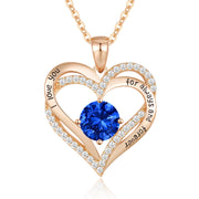 CDE Necklaces for Women Birthstone Pendant, Sterling Silver Love Heart Rose Gold Jewellery Gifts for Mum Her Wife Girlfriend Anniversary Birthday Mothers Day