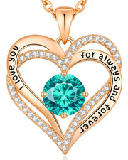 CDE Necklaces for Women Birthstone Pendant, Sterling Silver Love Heart Rose Gold Jewellery Gifts for Mum Her Wife Girlfriend Anniversary Birthday Mothers Day