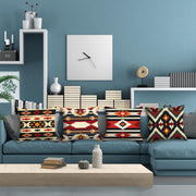 HOSTECCO Aztec Tribal Cushion Covers 45x45 cm Pack of 4 Ethnic Geometric Cushion Cases Western Decorative Pillow Cases for Sofa Bed