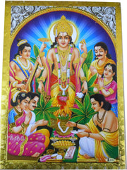Crafts of India Satyanarayan Poster/Reprint Hindu God Picture with Golden Foil (Unframed : Size 5