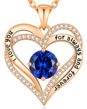 CDE Necklaces for Women Birthstone Pendant, Sterling Silver Love Heart Rose Gold Jewellery Gifts for Mum Her Wife Girlfriend Anniversary Birthday Mothers Day