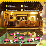 Liliful 24 Pcs Diwali Lotus Decoration Pool Floating Lights, Artificial Flowers Lotus with LED,Lily Pads Water Lantern for Indian Puja Home Decoration(3.94 Inch, 5.91 Inch,White)