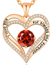 CDE Necklaces for Women Birthstone Pendant, Sterling Silver Love Heart Rose Gold Jewellery Gifts for Mum Her Wife Girlfriend Anniversary Birthday Mothers Day