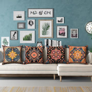 HOSTECCO Aztec Tribal Cushion Covers 45x45 cm Pack of 4 Ethnic Geometric Cushion Cases Western Decorative Pillow Cases for Sofa Bed