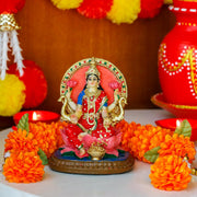 alikiki Indian Lakshmi Idol Statue - 5.1”H Hindu Goddess Laxmi MATA Murti India Pooja Item Home Office Temple Mandir Shrine Altar Diwali Puja Spiritual Decor for Indian Friend Relative