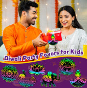 JULMELON 36 PCS Diwali Crafts, Rainbow Scratch Art DIY Scratch Paper Cards Magic Color Diwali Gifts Arts and Craft Kits Bulk Happy Diwali Party Favors School Activities Games