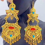 Women's Trend Gold Plated Indian Jhumka Earrings Geometric Dangle Banquet Fashion Jewelry Accessories Stylish Outfits Engagement Earrings