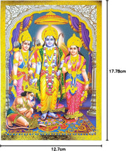 Crafts of India Ram Darbar Poster/Reprint Hindu God Picture with Golden Foil (Unframed : Size 5