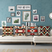 HOSTECCO Aztec Tribal Cushion Covers 45x45 cm Pack of 4 Ethnic Geometric Cushion Cases Western Decorative Pillow Cases for Sofa Bed