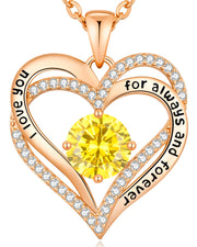 CDE Necklaces for Women Birthstone Pendant, Sterling Silver Love Heart Rose Gold Jewellery Gifts for Mum Her Wife Girlfriend Anniversary Birthday Mothers Day