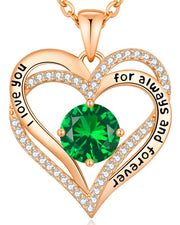 CDE Necklaces for Women Birthstone Pendant, Sterling Silver Love Heart Rose Gold Jewellery Gifts for Mum Her Wife Girlfriend Anniversary Birthday Mothers Day