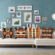 HOSTECCO Aztec Tribal Cushion Covers 45x45 cm Pack of 4 Ethnic Geometric Cushion Cases Western Decorative Pillow Cases for Sofa Bed