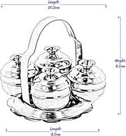Kumkum Holder Karanda Stainless Steel Pooja Kumkum Rice Roli Haldi Bowl Dibbi with Handle for Hindu Puja Item Ritual Chowmukh Indian Wedding Mandir Temple Gift