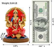 alikiki Indian Lakshmi Idol Statue - 5.1”H Hindu Goddess Laxmi MATA Murti India Pooja Item Home Office Temple Mandir Shrine Altar Diwali Puja Spiritual Decor for Indian Friend Relative