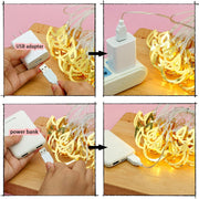 Metal Diwali Diya String Lights - Warm White USB LED Electric Diya Lights for Diwali Gifts, Mandir, Altar, Shrine Pooja Decor - Reusable Hindu Festival Wedding Puja Decorations(2-Pack)