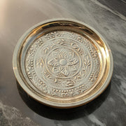 Brass Puja Plate Nakshi Flower Designed Karwachauth Diwali Indian Festival Hindu Rituals Mandir Temple Pooja Plate