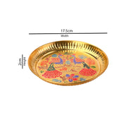 Tarini Gallery Pooja Thali Set with Essential Pooja Articles for Rituals Festivals Home Temple Office Wedding and Gifting (Brass Thali Set Size-7