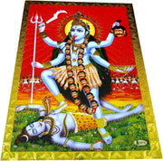 Crafts of India Goddess Kali Poster/Reprint Hindu Goddess Picture with Golden Foil (Unframed : Size 5