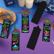 JUNEBRUSHS 30Pcs Diwali Crafts for Kids, Rainbow Magic Scratch Art Paper Bookmarks Diwali Gifts for Kids School Classroom Activities Games Arts and Crafts Happy Diwali Party Favors