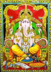 Crafts of India Ganesha/Ganpati Batik Cotton Wall Hanging Painting : Size 43