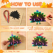 JULMELON 36 PCS Diwali Crafts, Rainbow Scratch Art DIY Scratch Paper Cards Magic Color Diwali Gifts Arts and Craft Kits Bulk Happy Diwali Party Favors School Activities Games