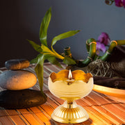 Shubhkart Handmade Solid Brass Indian Oil Lamp Pyali Diya for Puja & Other Religious Rituals | Home Décor, Office & Temples | Festive Gifts (Large)