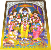 Crafts of India Ram Darbar Poster/Reprint Hindu God Picture with Golden Foil (Unframed : Size 5