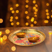 Tarini Gallery Pooja Thali Set with Essential Pooja Articles for Rituals Festivals Home Temple Office Wedding and Gifting (Brass Thali Set Size-7