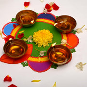 Traditional Brass Leaf Diya for Puja Essential Pooja Article for Aarti Arti Deepak Deepam for Home Temple Décor Accessory Gifts (Leaf Diya)