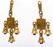 Brass Wall Door Hanging Spiritual Religious Sculpture Indian Antique Décor Showpiece Auspicious Symbol for Home Entrance Temple Puja Decoration Festivals Diwali and Gifting (Shubh Labh)