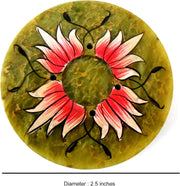 Crafts of India Round Floral Design Soapstone Incense Cum Candle Holder